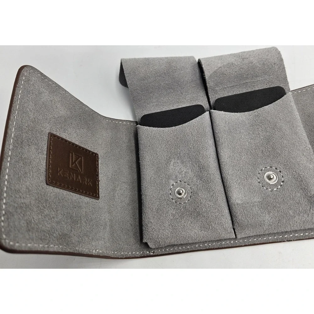 KENARK Premium Leather Watch Travel Pouch for 2 Watches - Good